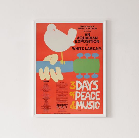 Woodstock print, 1969 festival poster, vintage music art print, Woodstock poster