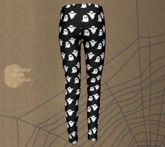 Black and White GHOST LEGGINGS Halloween Pants for Kids Halloween Leggings