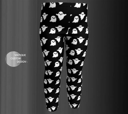 Black and White GHOST LEGGINGS Halloween Pants for Kids Halloween Leggings