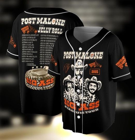 Vintage Post Malone Baseball Jersey - Big Ass Stadium Tour 2025
