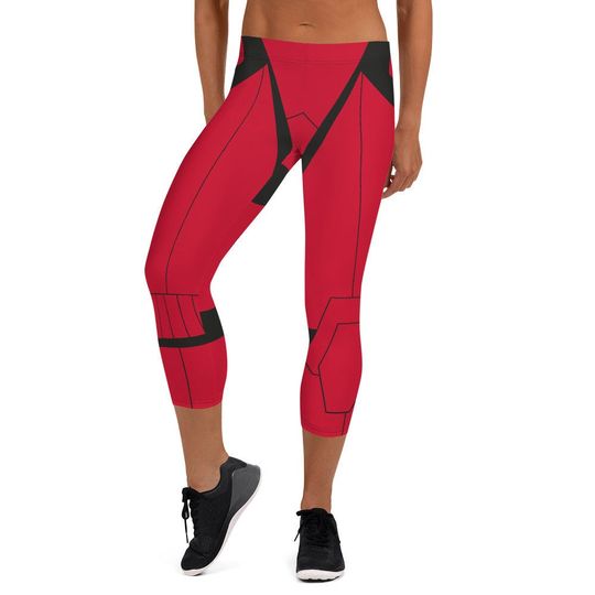 Red Dark Side Guard Running Costume Capri Leggings