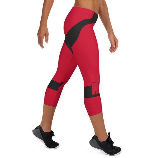 Red Dark Side Guard Running Costume Capri Leggings