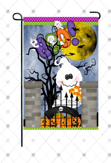 Halloween Garden Flag Design, Halloween Sublimation Design