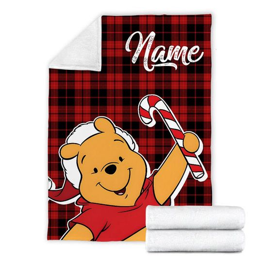 Personalized Disney Winnie the Pooh Christmas Blanket