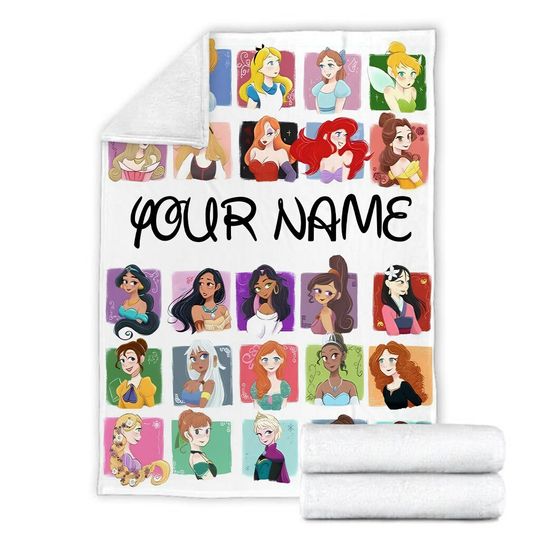 Personalized Name Disney Princess Characters Blanket