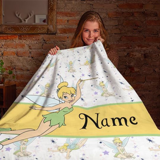 Personalized Name Disney Tinker Bell Blanket