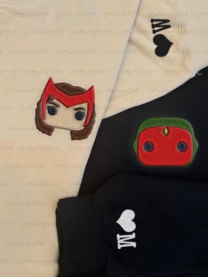 Wanda Vision Embroidered Sweatshirt  , Marvel Wandavision Embroidered