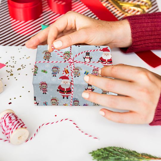 Labubu Xmas Santa Elves Wrapping Paper Custom Gift Wrap Merry Christmas paper
