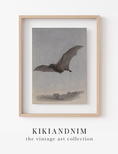 bat wall art | vintage halloween decor | halloween wall art | dark art | dark academia decor | gothic decor