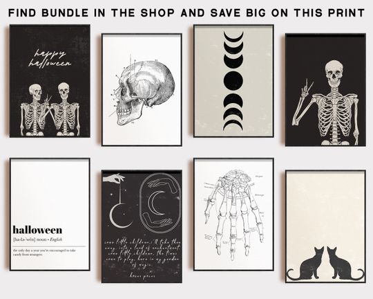 halloween printable wall art | halloween skeleton print | halloween decor