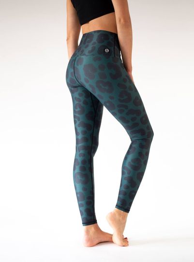 GREEN LEOPARD Dark Green Yoga Leggings