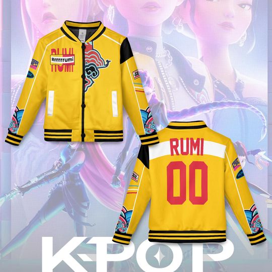 Rumi Huntrix Varsity Baseball Jacket Kpop Demon Hunters Cosplay Outfit