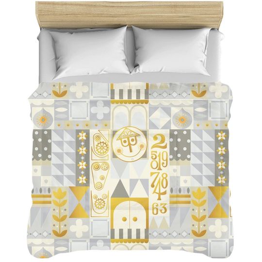 Gray It's a Small World Comforter, Disney Comforter, Disney Home Decor, Gift for Her, Disney Blanket Christmas Gift, Gifts for Her