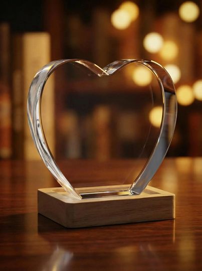 Personalized 3D Photo Heart Crystal, Laser Engraved Keepsake