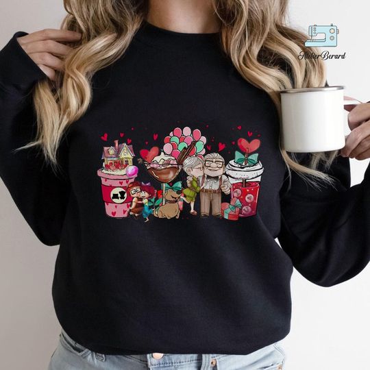 Carl And Ellie Disney Trip Valentines Coffee Day Shirt, Disney Valentines, Cute Couple Disney Matching Shirts, Disney Gift, Valentines Day