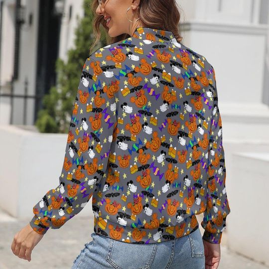 Mickey Pumpkins Zip-Up Jacket | Mickey Halloween Jacket | Halloween Scrub Jacket | Disney Parks Jacket | Disney Nurse Jacket