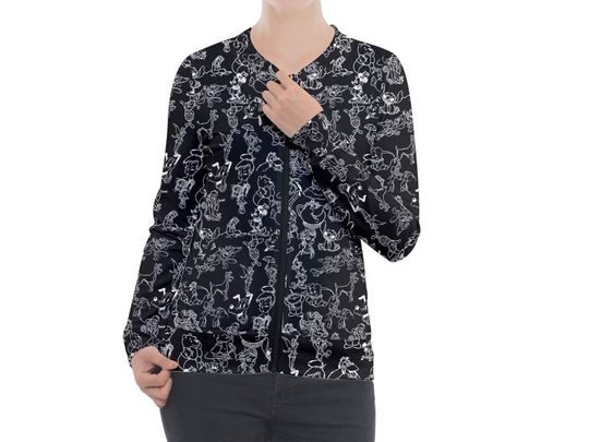 Black Disney Sketch Jacket | Disney Sketch Zip-up Jacket |