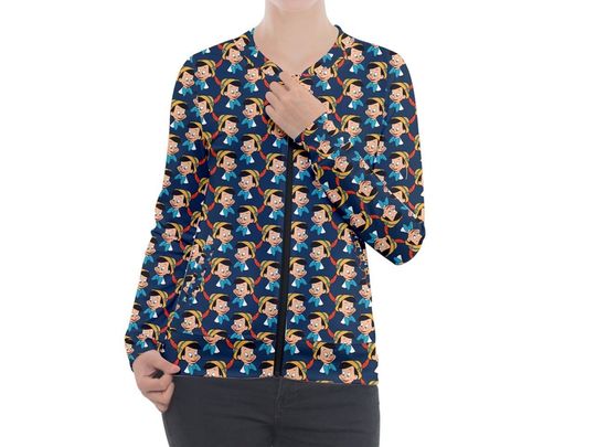 Pinocchio Zip-up Jacket | Disney Nurse Jacket | Disney Scrub Top