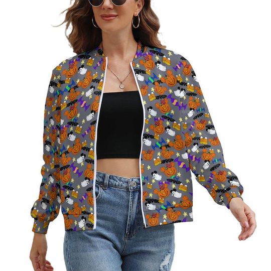 Mickey Pumpkins Zip-Up Jacket | Mickey Halloween Jacket | Halloween Scrub Jacket | Disney Parks Jacket | Disney Nurse Jacket
