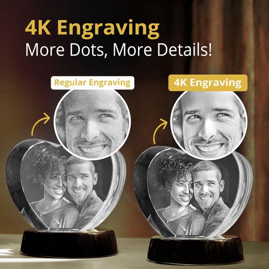 Custom 3D Photo Glass, 4K HD Laser Etched, Anniversary Gift, Gift for Couples, Holiday Gift Idea, Pet Lovers Decor | 3D Crystal Rectangle