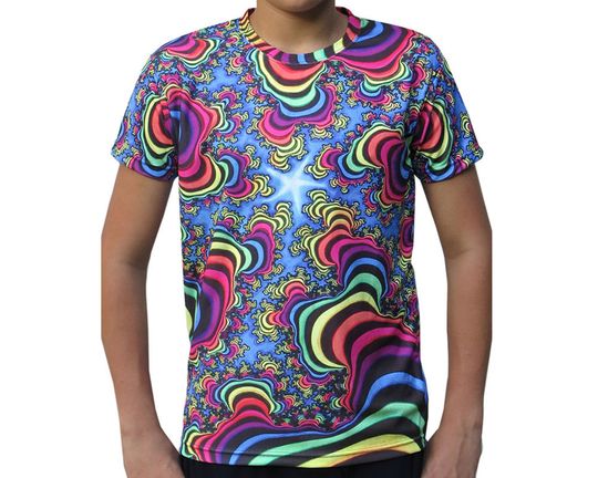 Psychedelic Rainbow Valley Fractal Trippy T shirt 3D