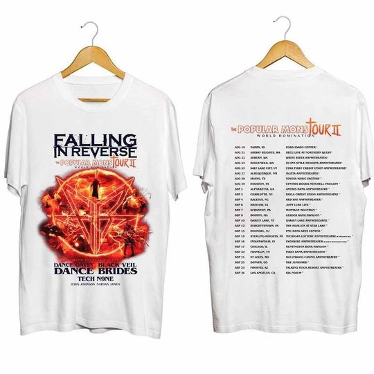 Falling In Reverse The Popular Monstour II Tour 2024 Shirt, Falling In Reverse 2024 Concert Tee, Falling In Reverse Band Shirt, Gift For Fan