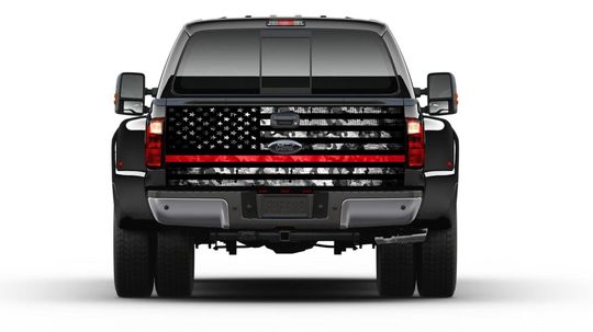 American Flag Camouflage Thin Red Line Tailgate Truck Bed Decal