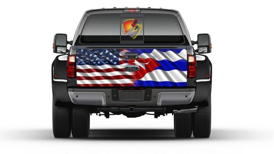 American and Cuban Flag Tailgate Truck Bed Decal