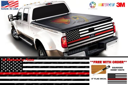Thin Red Line American Flag Firefighter Tailgate Truck Bed Decal