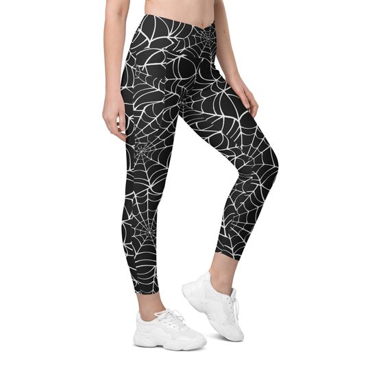 Spiderweb Crossover Leggings with Pockets
