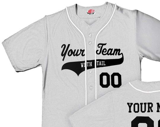 Custom Light Grey with White Piping Baseball Jersey