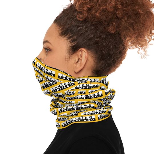 Camino de Santiago Design Tube Scarf Yellow with Black Lettering
