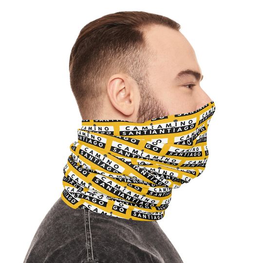 Camino de Santiago Design Tube Scarf Yellow with Black Lettering