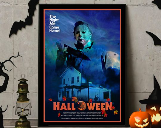 Halloween Horror Characters Poster Print, Horror Movie Poster Wall Art, Halloween Movie Poster