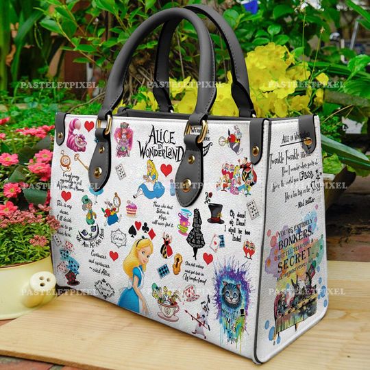 Alice In Wonderland Leather Bag Handbag,Alice In Wonderland Woman ,Alice Lovers Handbag