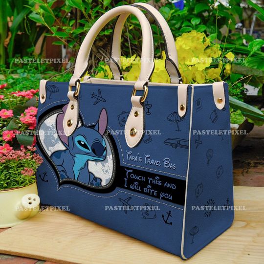 Stitch Touch This I Will Bite You Leather Bag Handbag,Stitch Lover's Handbag,Custom Leather Bag,Personalized Bag