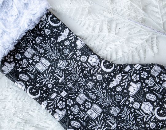 Witchy Christmas Stocking, Spooky Goth Christmas Stocking, Creepmas Decor