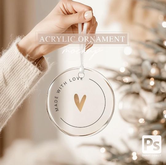 Clear Acrylic Ornament Mockup, Christmas Ornament Design  , Customizable