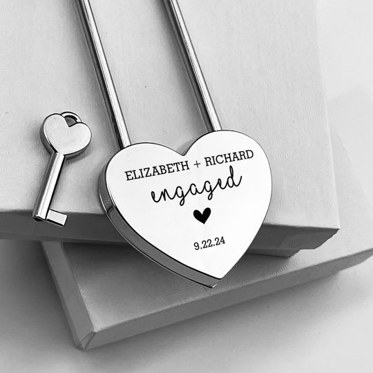 Custom Engraved Silver Love Lock  Personalized Padlock, Wedding & Anniversary Keepsake for Couples