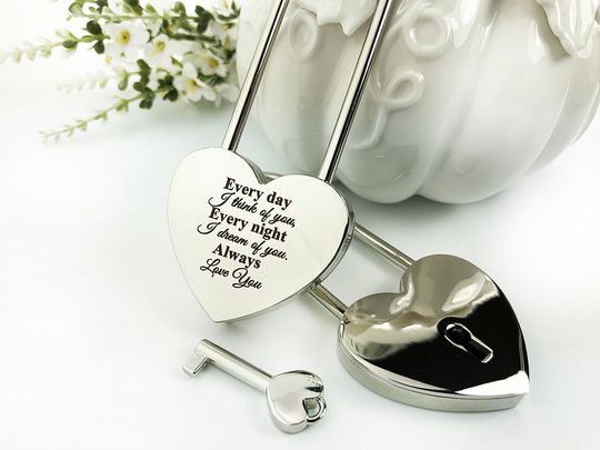 Engraved Heart Padlock, Custom Love Lock, Anniversary Gift