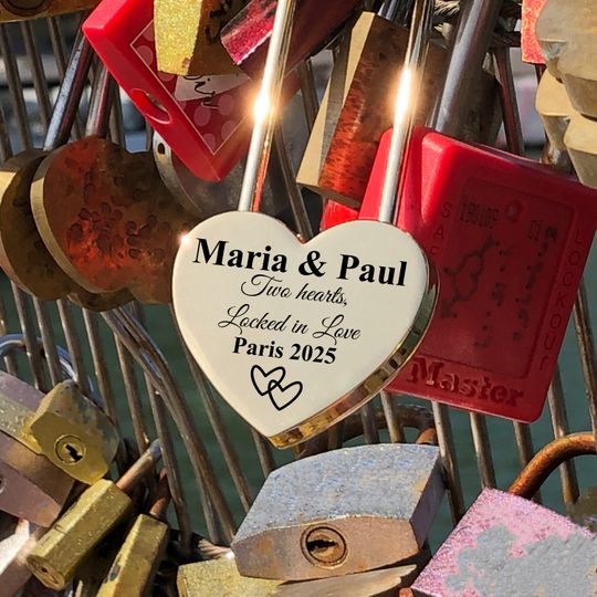 Heart Love Lock  Custom Engraved Gold Padlock Wedding & Couple Gift
