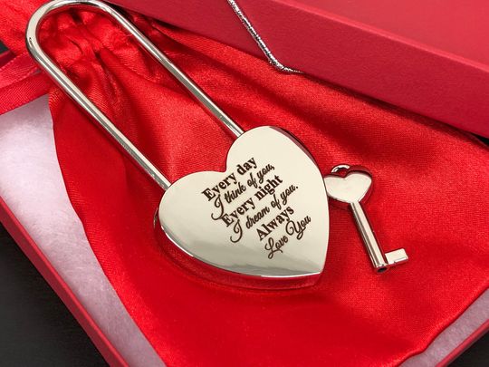 Engraved Heart Padlock, Custom Love Lock, Anniversary Gift
