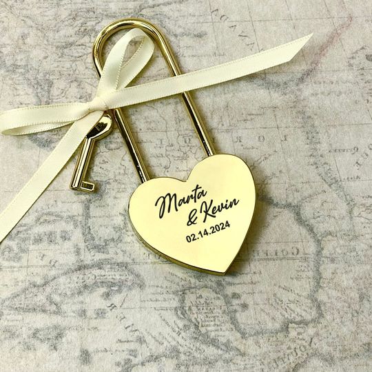 Personalized Gold Love Lock  Engraved Anniversary Keepsake