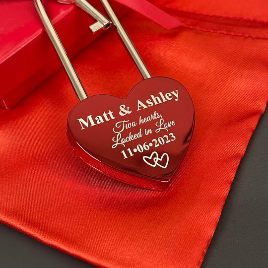 Personalized Love Lock Engraved Padlock with Key, Wedding Anniversary Gift, Valentines Day Keepsake