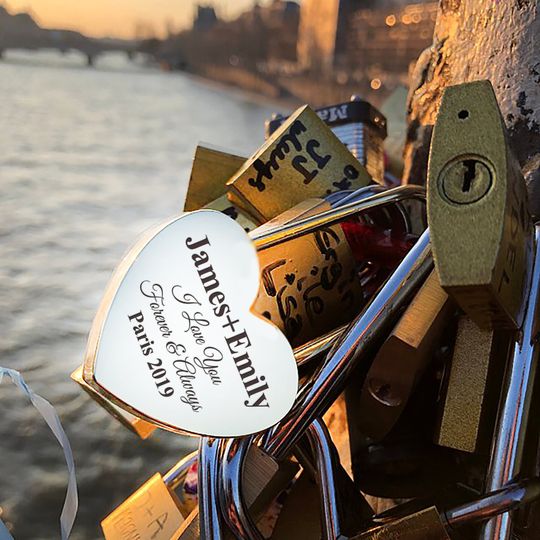 Engraved Heart Padlock, Custom Love Lock, Anniversary Gift