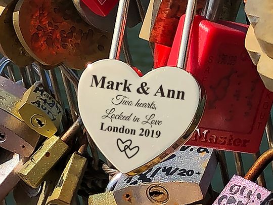 Personalized Gold Love Lock, Custom Heart Padlock, Wedding Anniversary Gift