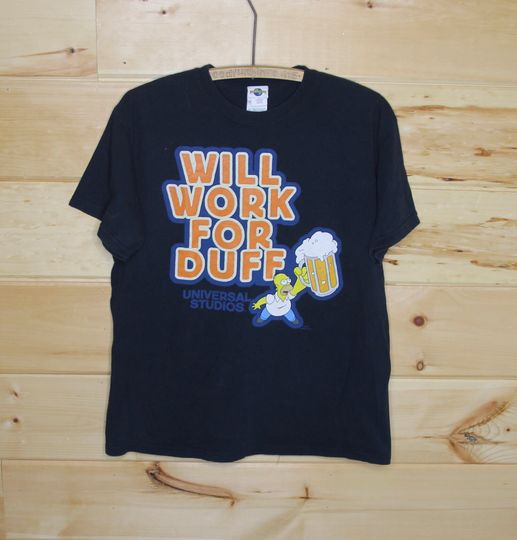 Vintage The Simpsons Will Work For Duff The Simpsons Homer Beer T-Shirt