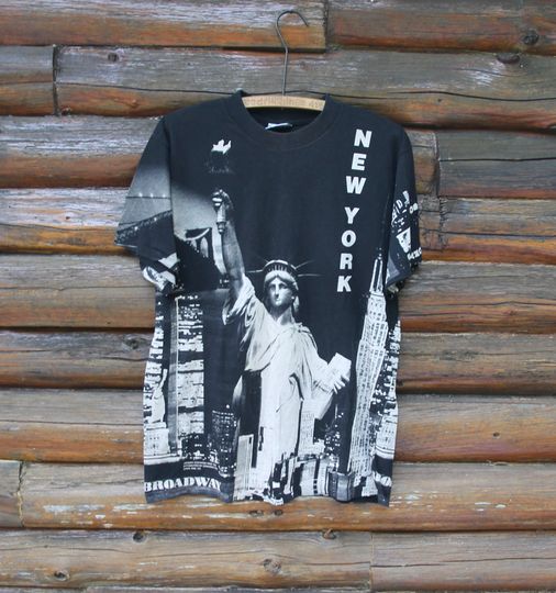 Vintage New York City Statue Of Liberty Edwards Teez 1998 T-Shirt