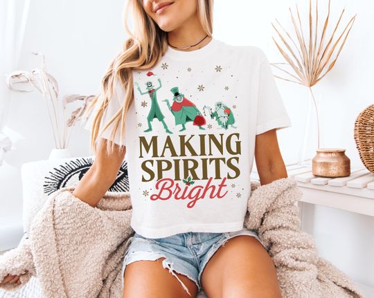 Comfort Colors Haunted Mansion Christmas T-Shirt with Ghost Holiday Design