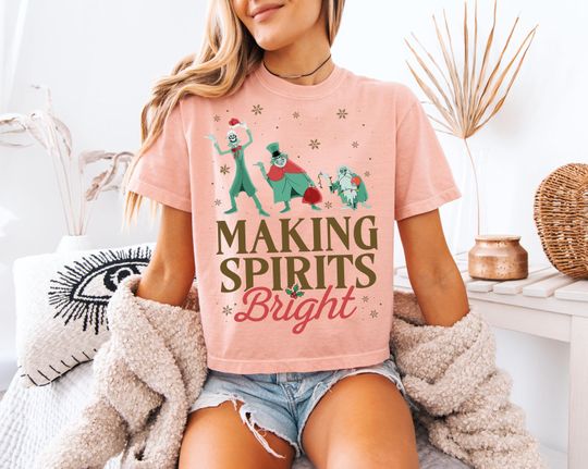 Comfort Colors Haunted Mansion Christmas T-Shirt with Ghost Holiday Design